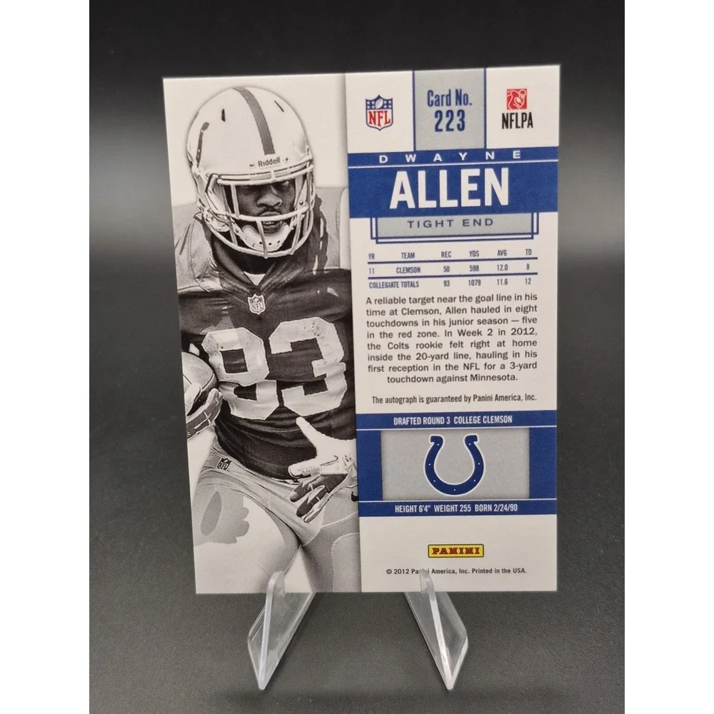 2012 Panini Contenders Dwayne Allen #223 Rookie Ticket Auto (RC) (AU)‎ Colts